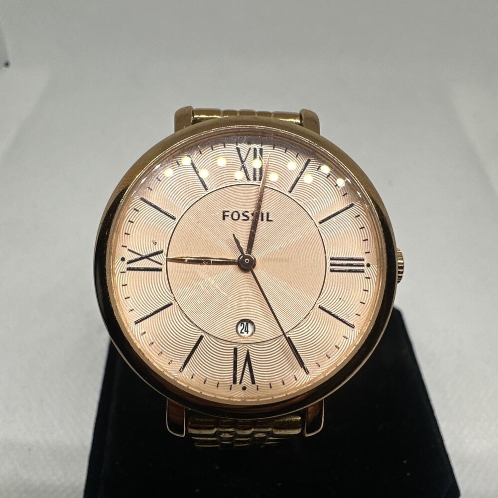 Fossil Jacqueline ES3435 Women Rose Gold Stainless Steel Analog Dial Watch HME16
